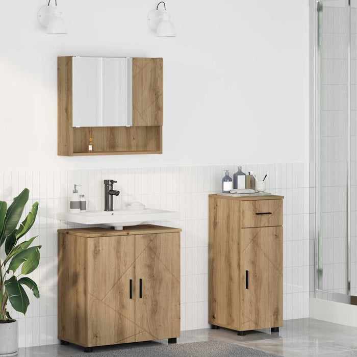 Set de mobilier pentru baie 3 buc. Stejar Artizanal WALTI