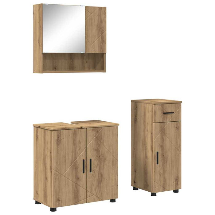 Set de mobilier pentru baie 3 buc. Stejar Artizanal WALTI