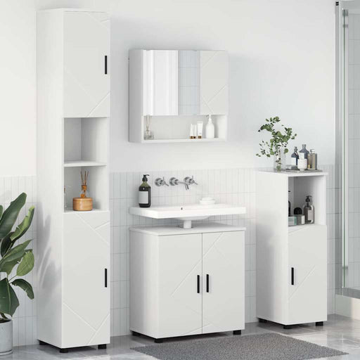 Set de mobilier pentru baie 4 pcs Alb Lemn compozit & Metal - WALTI WALTI
