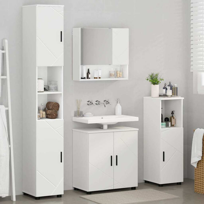 Set de mobilier pentru baie 4 pcs Alb Lemn compozit & Metal WALTI