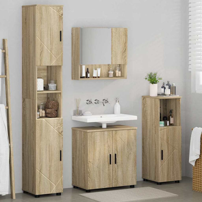 Set de mobilier pentru baie Pe perete 4 pcs Stejar Sonoma WALTI