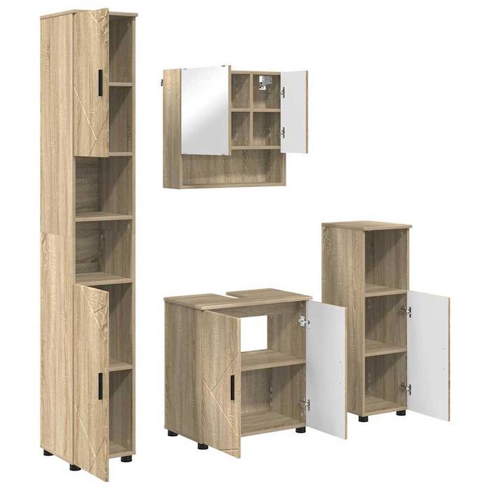 Set de mobilier pentru baie Pe perete 4 pcs Stejar Sonoma WALTI