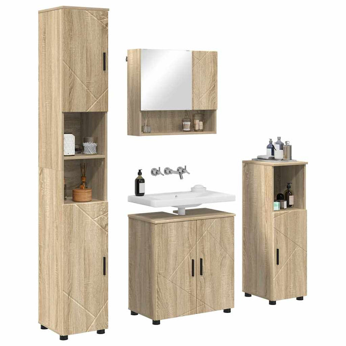Set de mobilier pentru baie Pe perete 4 pcs Stejar Sonoma WALTI