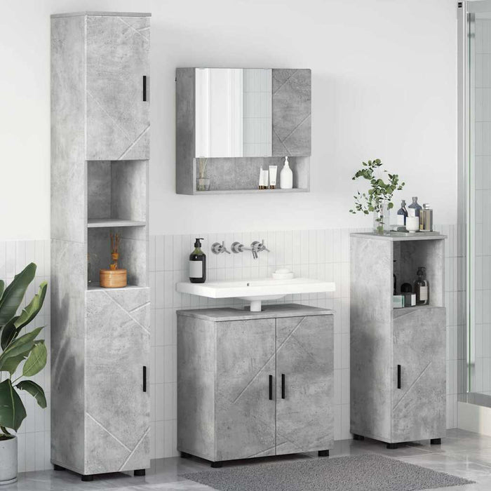 Set de mobilier pentru baie Pe perete 4 pcs Gri din beton WALTI