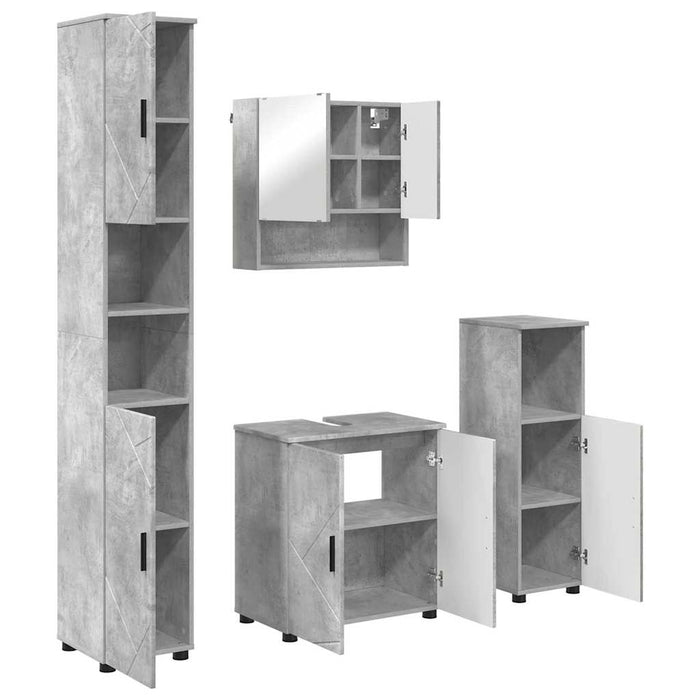 Set de mobilier pentru baie Pe perete 4 pcs Gri din beton WALTI