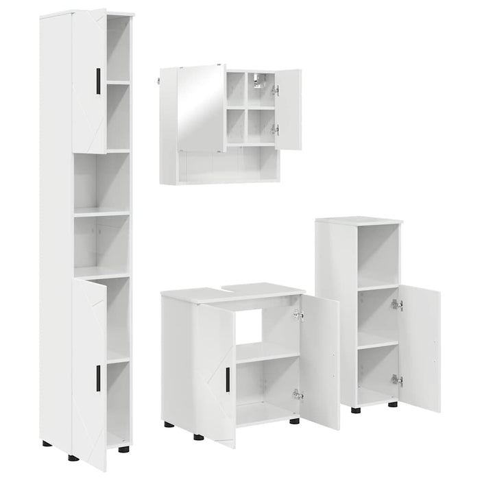 Set de mobilier pentru baie Pe perete cu ușă 4 pcs Alb lucios WALTI