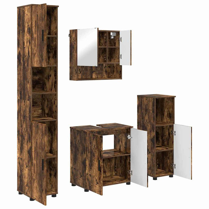 Set de mobilier pentru baie 4 buc. Stejar fumuriu - WALTI WALTI
