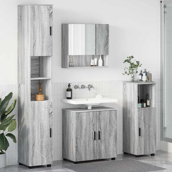 Set de mobilier pentru baie 4 buc. Gri Sonoma 61 x 35 x 64 cm WALTI