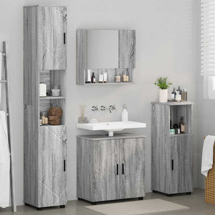 Set de mobilier pentru baie 4 buc. Gri Sonoma 61 x 35 x 64 cm WALTI