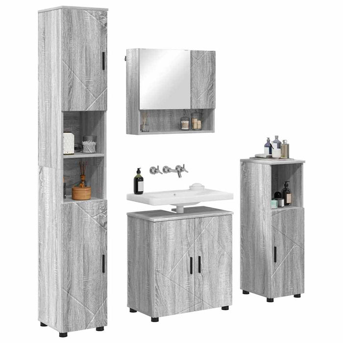 Set de mobilier pentru baie 4 buc. Gri Sonoma 61 x 35 x 64 cm WALTI