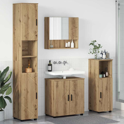 Set de mobilier pentru baie 4 buc. Stejar Artizanal - WALTI WALTI