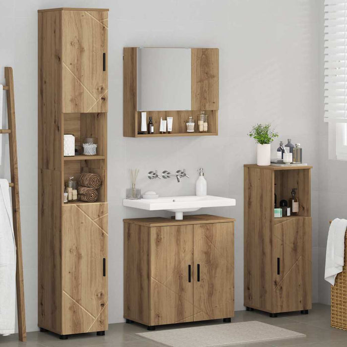 Set de mobilier pentru baie 4 buc. Stejar Artizanal WALTI