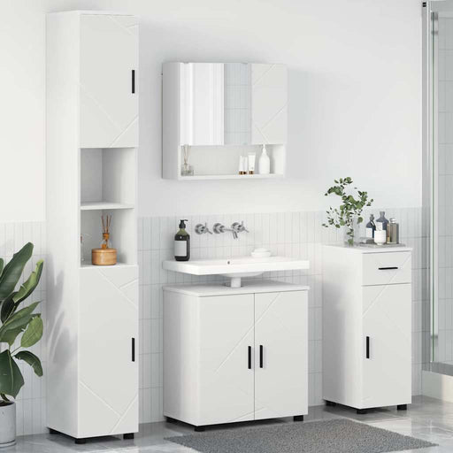 Set de mobilier pentru baie 4 pcs Alb Lemn compozit & Metal - WALTI WALTI