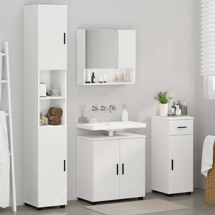 Set de mobilier pentru baie 4 pcs Alb Lemn compozit & Metal WALTI