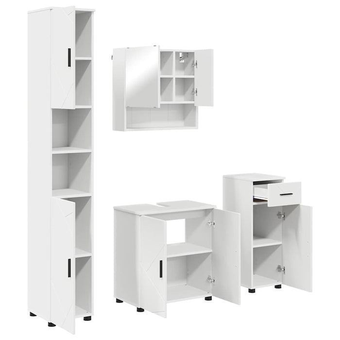 Set de mobilier pentru baie 4 pcs Alb Lemn compozit & Metal WALTI