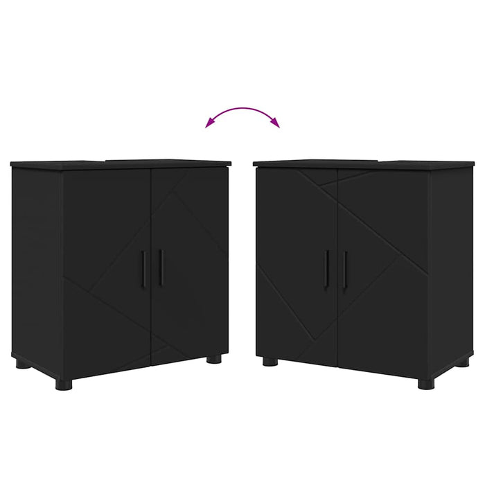 Set de mobilier pentru baie 4 pcs Negru Lemn compozit & Metal WALTI