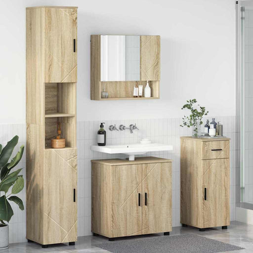 Set de mobilier pentru baie cu sertar 4 pcs Stejar Sonoma - WALTI WALTI