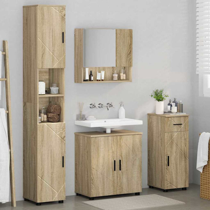 Set de mobilier pentru baie cu sertar 4 pcs Stejar Sonoma WALTI