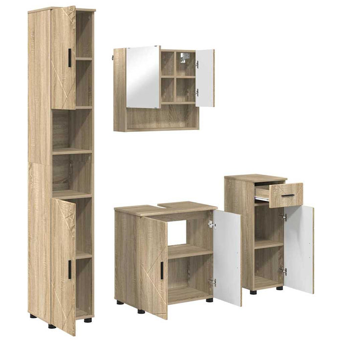 Set de mobilier pentru baie cu sertar 4 pcs Stejar Sonoma WALTI