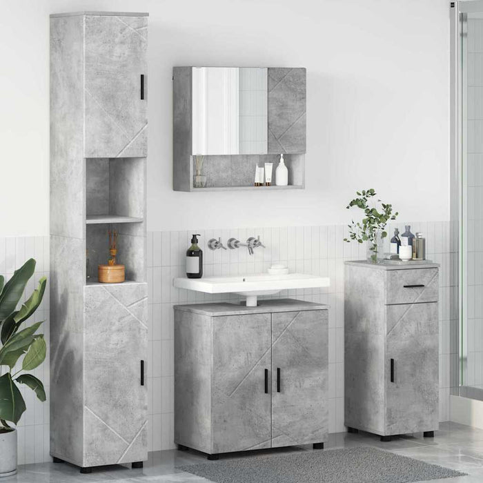 Set de mobilier pentru baie cu sertar 4 pcs Gri din beton WALTI