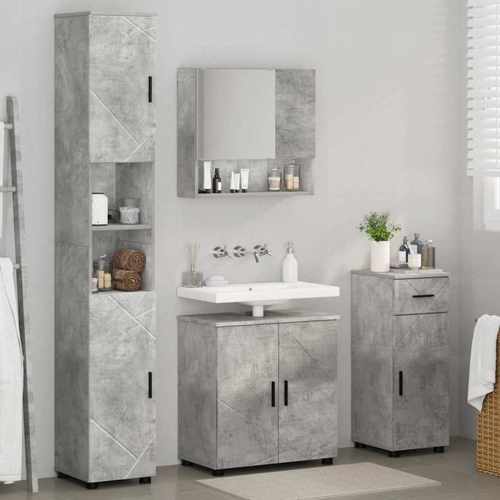 Set de mobilier pentru baie cu sertar 4 pcs Gri din beton WALTI