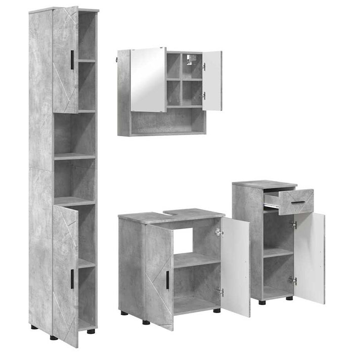 Set de mobilier pentru baie cu sertar 4 pcs Gri din beton WALTI
