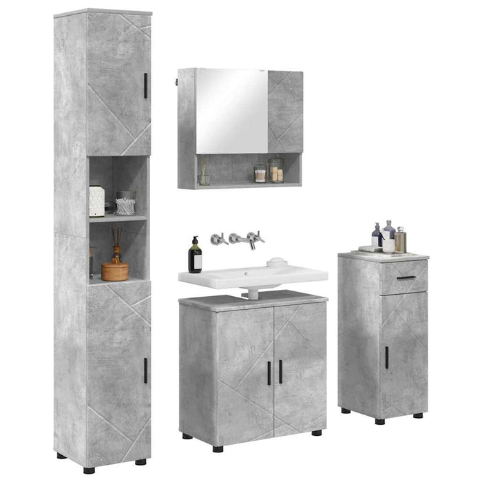 Set de mobilier pentru baie cu sertar 4 pcs Gri din beton WALTI