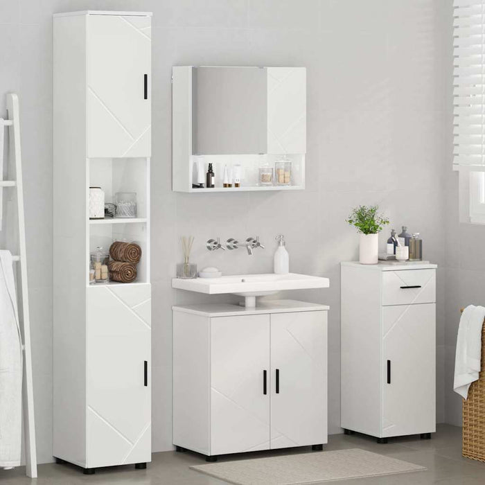 Set de mobilier pentru baie cu sertar cu ușă 4 pcs Alb lucios WALTI