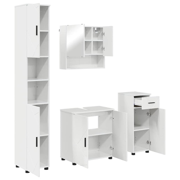 Set de mobilier pentru baie cu sertar cu ușă 4 pcs Alb lucios WALTI