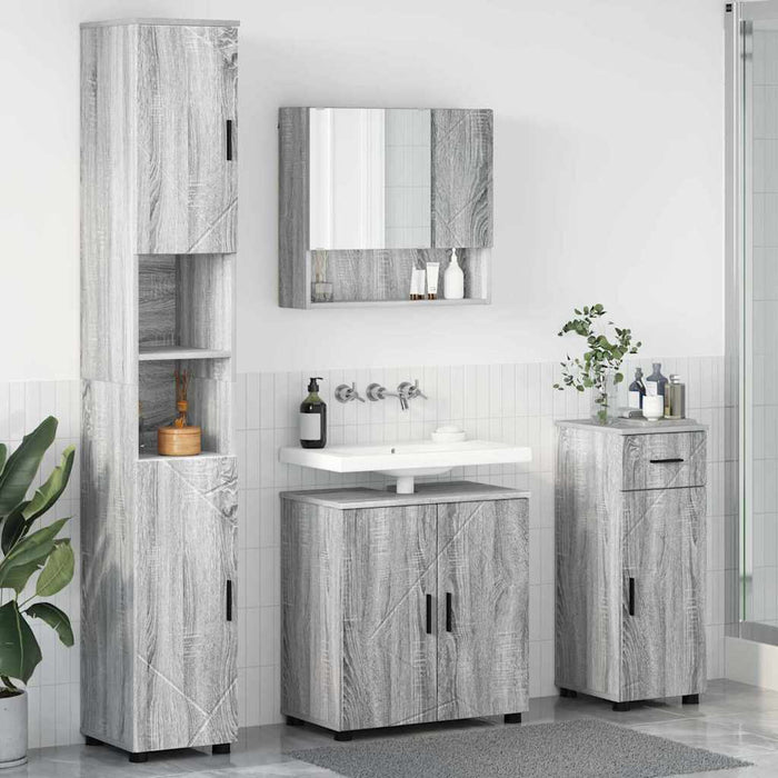 Set de mobilier pentru baie 4 buc. Gri Sonoma 61 x 35 x 64 cm WALTI