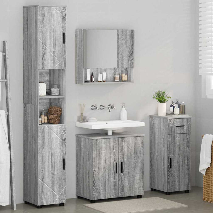 Set de mobilier pentru baie 4 buc. Gri Sonoma 61 x 35 x 64 cm WALTI