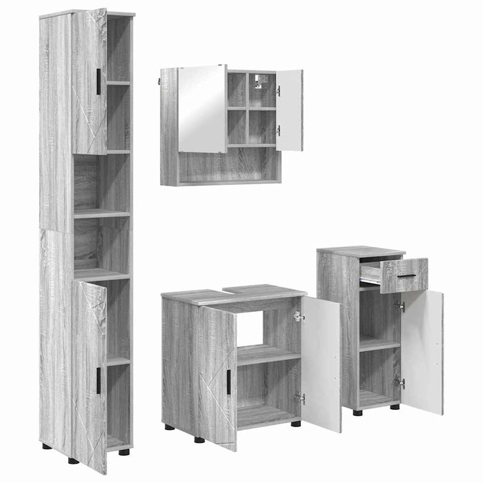 Set de mobilier pentru baie 4 buc. Gri Sonoma 61 x 35 x 64 cm WALTI