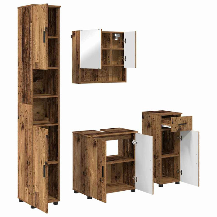 Set de mobilier pentru baie 4 buc. Lemn Vechi 61 x 35 x 64 cm WALTI