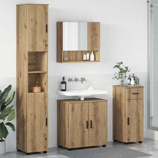 Set de mobilier pentru baie 4 buc. Stejar Artizanal - WALTI WALTI