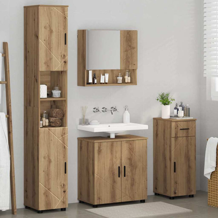Set de mobilier pentru baie 4 buc. Stejar Artizanal WALTI