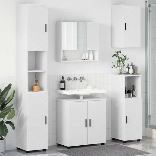 Set de mobilier pentru baie 5 pcs Alb Lemn compozit & Metal - WALTI WALTI