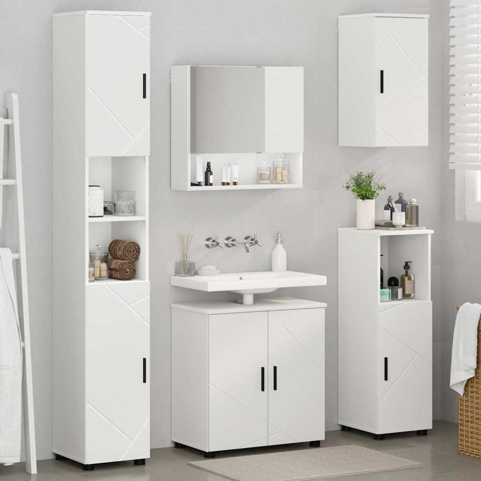 Set de mobilier pentru baie 5 pcs Alb Lemn compozit & Metal WALTI
