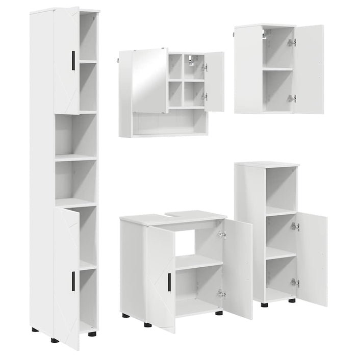 Set de mobilier pentru baie 5 pcs Alb Lemn compozit & Metal WALTI