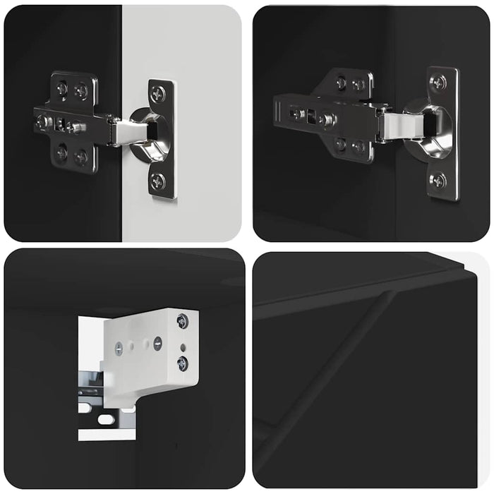 Set de mobilier pentru baie 5 pcs Negru Lemn compozit & Metal WALTI