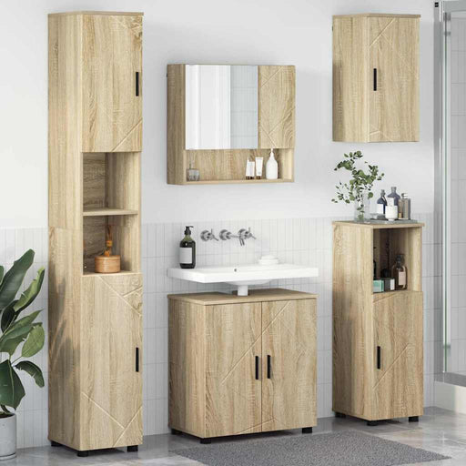 Set de mobilier pentru baie Pe perete 5 pcs Stejar Sonoma - WALTI WALTI