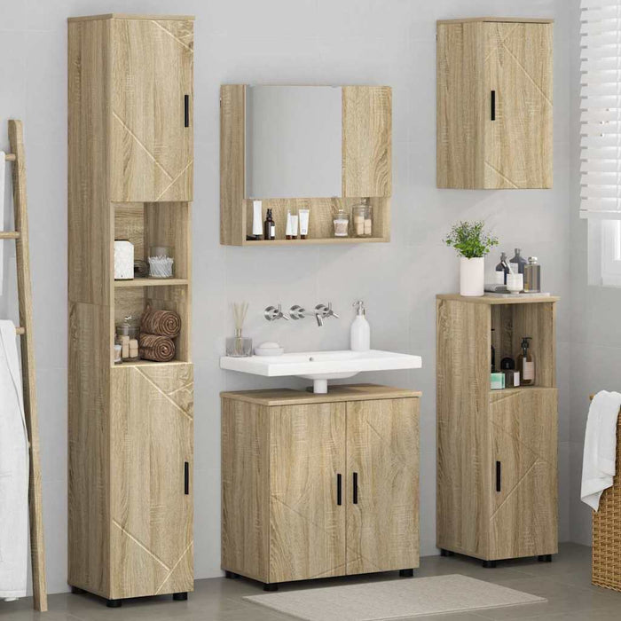 Set de mobilier pentru baie Pe perete 5 pcs Stejar Sonoma WALTI