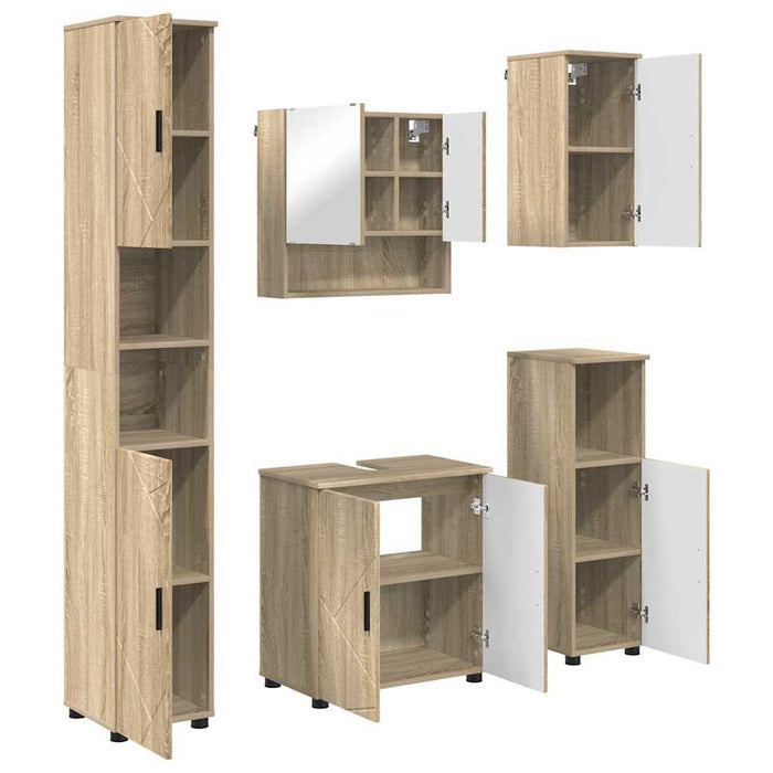 Set de mobilier pentru baie Pe perete 5 pcs Stejar Sonoma WALTI