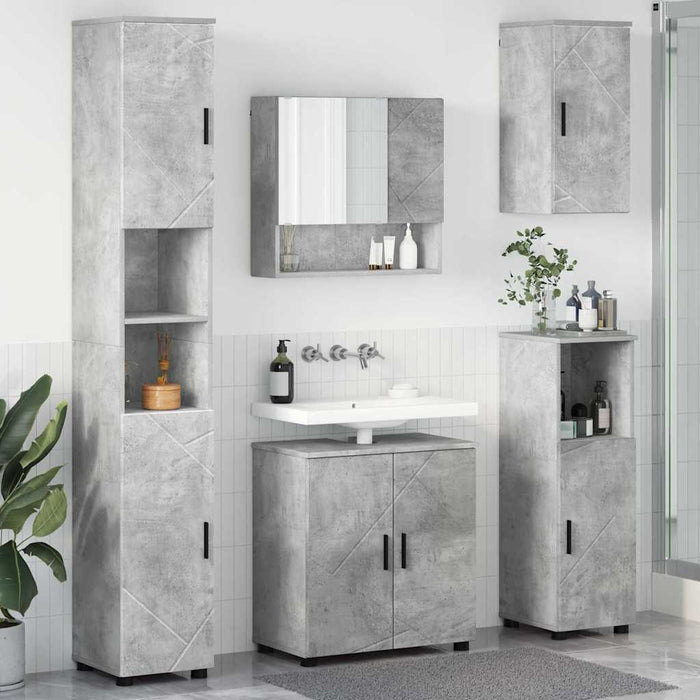 Set de mobilier pentru baie Pe perete 5 pcs Gri din beton WALTI
