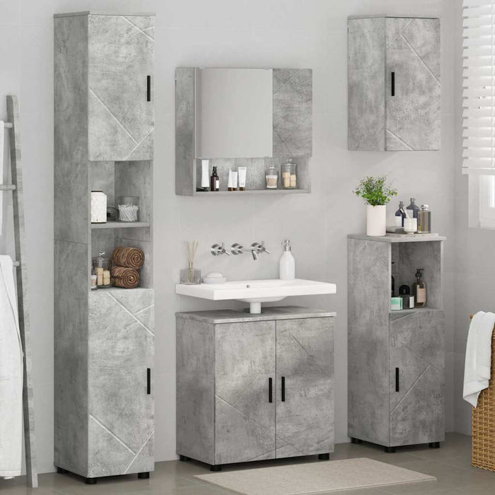 Set de mobilier pentru baie Pe perete 5 pcs Gri din beton WALTI