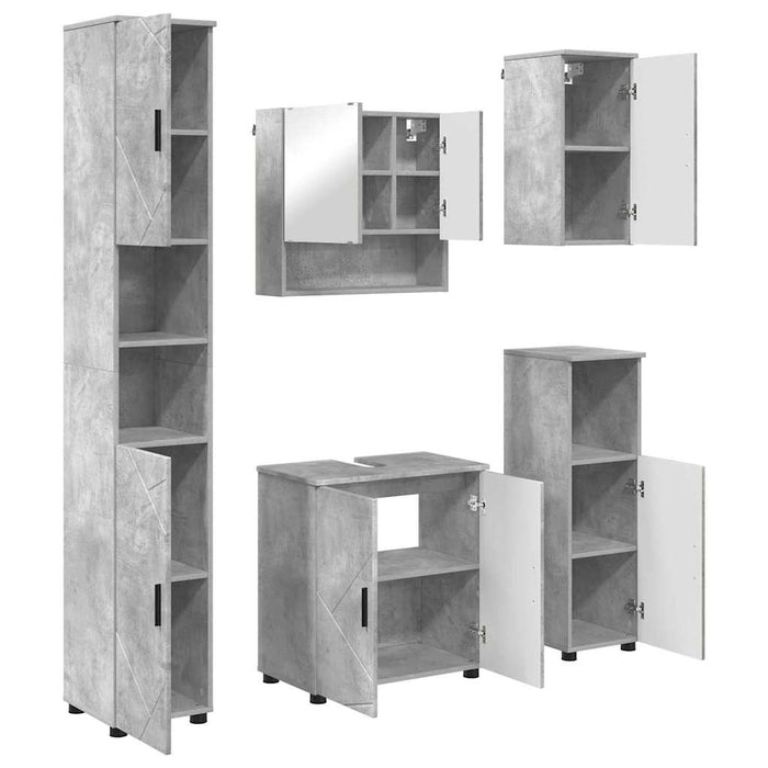 Set de mobilier pentru baie Pe perete 5 pcs Gri din beton WALTI