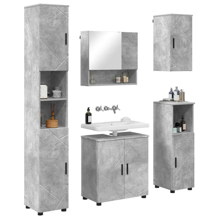 Set de mobilier pentru baie Pe perete 5 pcs Gri din beton WALTI