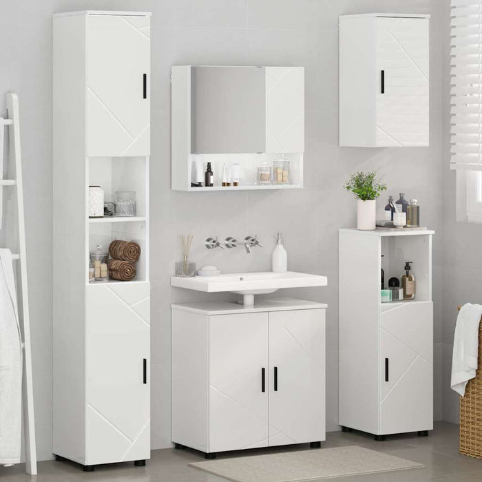 Set de mobilier pentru baie Pe perete 5 pcs Alb foarte lucios - WALTI WALTI