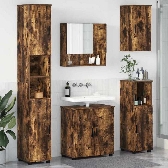 Set de mobilier pentru baie 5 buc. Stejar fumuriu - WALTI WALTI