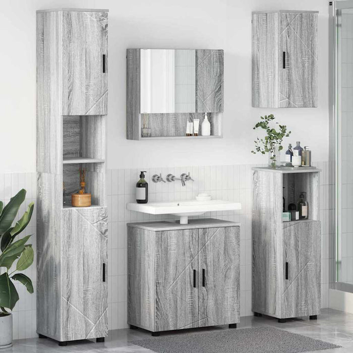 Set de mobilier pentru baie 5 buc. Gri Sonoma 61 x 35 x 64 cm WALTI