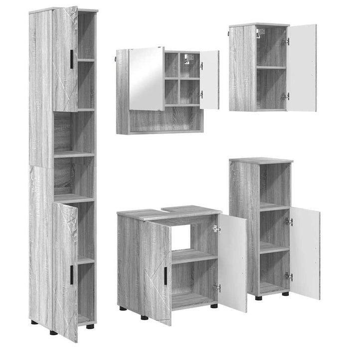 Set de mobilier pentru baie 5 buc. Gri Sonoma 61 x 35 x 64 cm WALTI